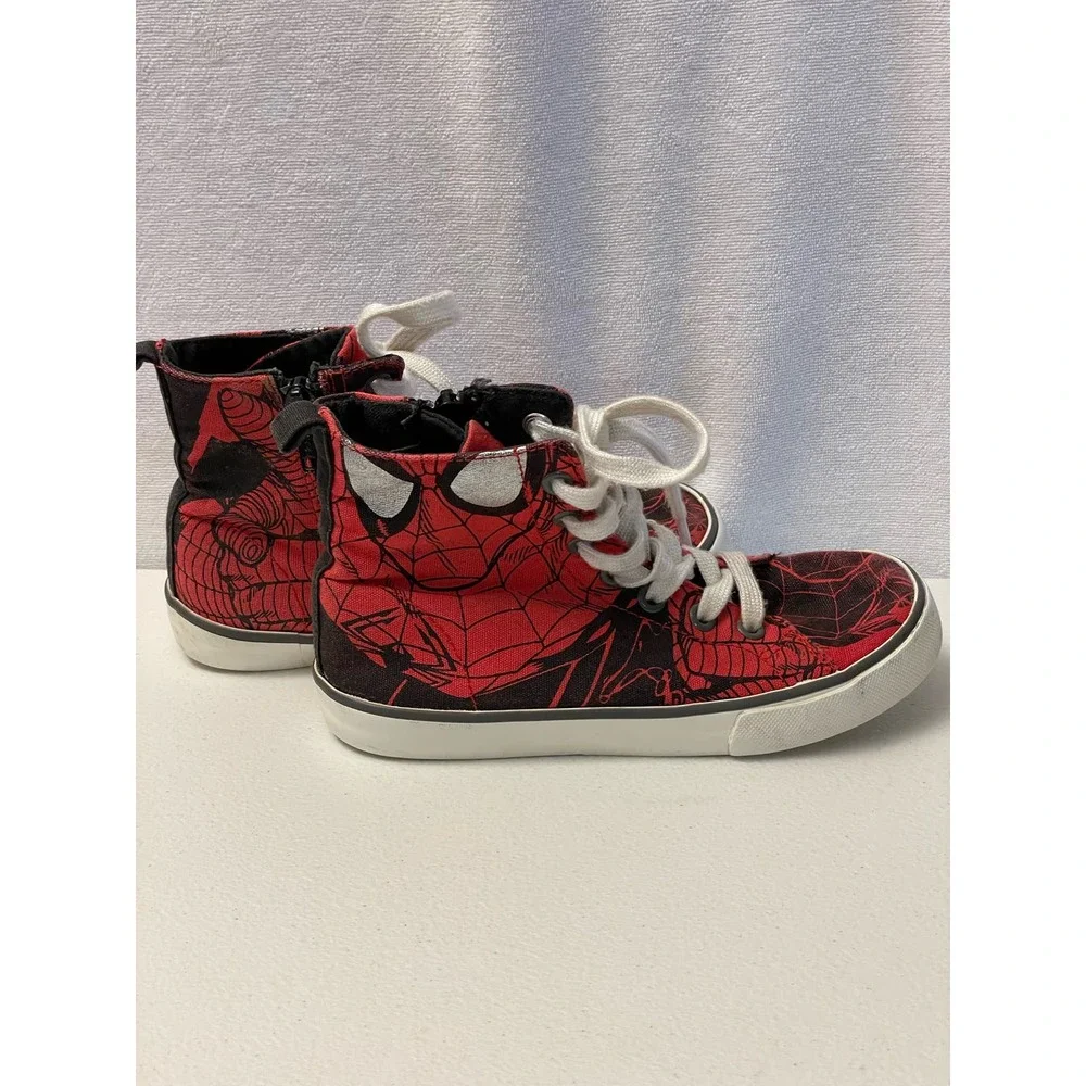 GAP Spiderman‎ high top youth shoes size 11 lace up zip side red black